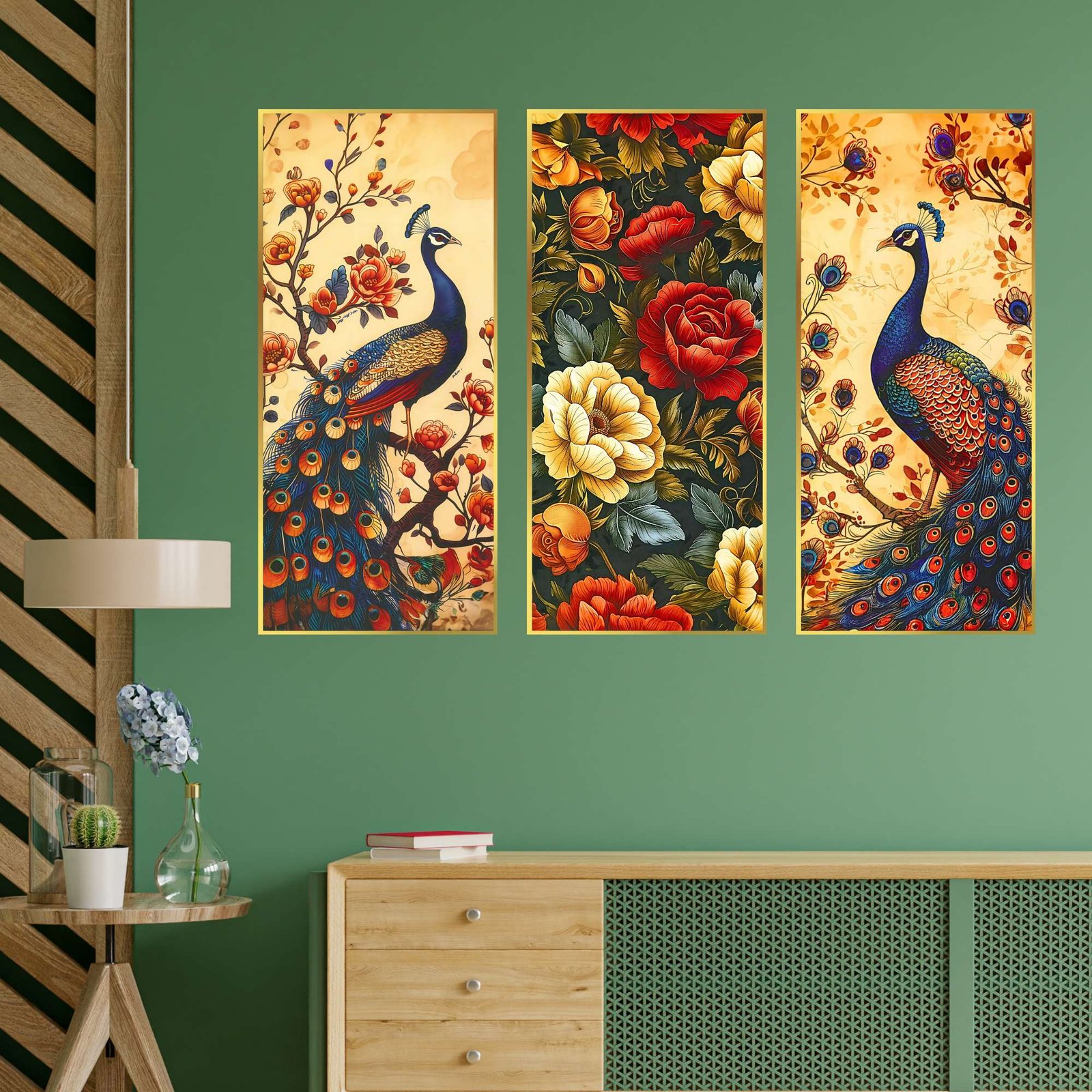 Set of Three large Wall Paintings for Wall Dacoration Golden Framed Wall Paintings for Living Room & Bedroom Wall Art for Home Decoration & Office Wall Décor (14x11 inch CH-LGD3-5) - Image 3